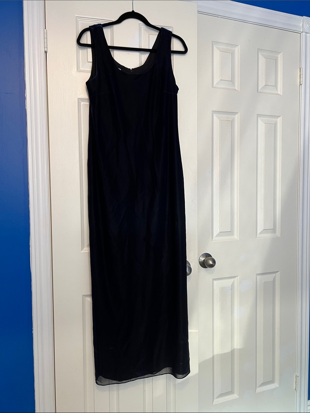 Patra Iridescent Black Maxi Dress Sleeveless Scoop Neck
